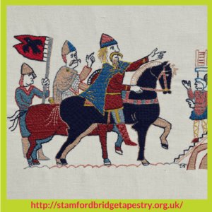 Embroidery on the Battle Of Stamford Bridge Tapestry – Stitchery Stories Podcast Episode