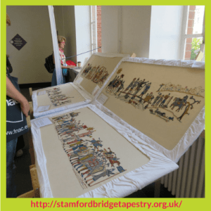 Four panels from The Battle Of Stamford Bridge Tapestry – Stitchery Stories Podcast Episode