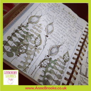 Anne Brooke sketchbook page Stitchery Stories Textile Art Podcast Guest