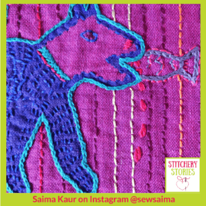 Hungry Dog by Saima Kaur _ Stitchery Stories Textile Art Podcast Guest