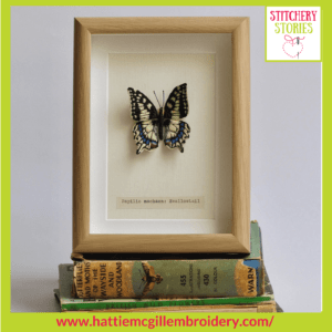 Swallowtail butterfly by Hattie McGill Stitchery Stories Textile Art Podcast Guest