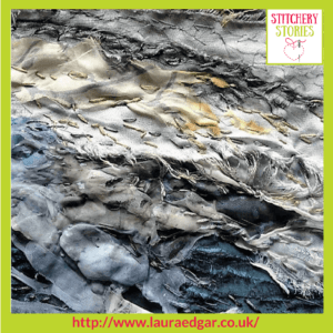 Sea Textures detail by Laura Edgar Stitchery Stories Textile Art Podcast Guest