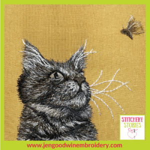 Dillmont & The Moth by Jen Goodwin Stitchery Stories Textile Art Podcast Guest