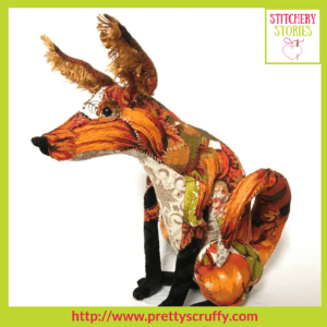Renard The Fox textile sculpture by Bryony Jennings Stitchery Stories Textile Art Podcast Guest