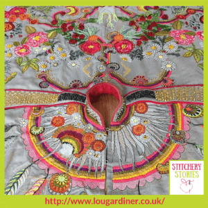 The Cape Of Empowerment detail by Louise Gardiner Stitchery Stories Textile Art Podcast Guest