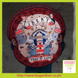 Velvet Pouf design Lighthouse Of Love by Louise Gardiner Stitchery Stories Textile Art Podcast Guest