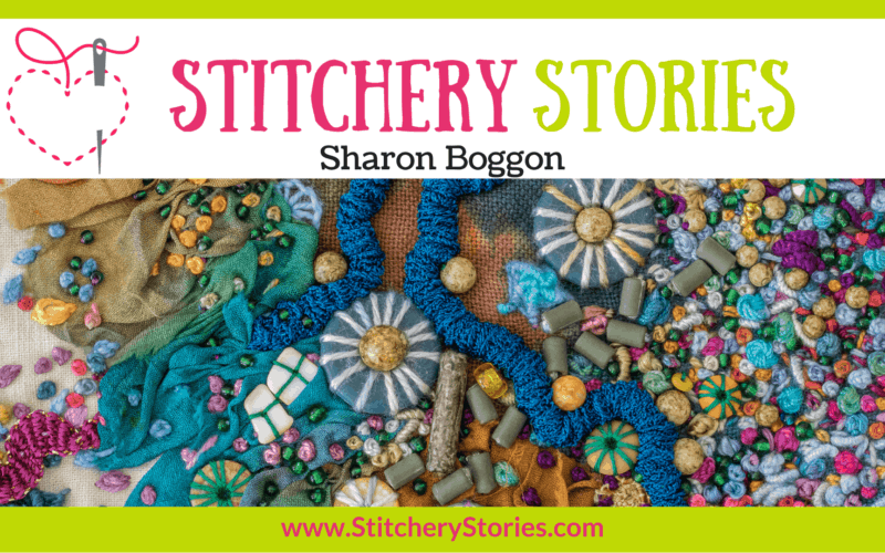 Sharon Boggon guest Stitchery Stories embroidery podcast Wide Art