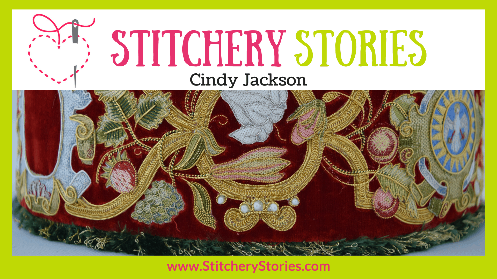 Cindy Jackson guest Stitchery Stories embroidery podcast Wide Art