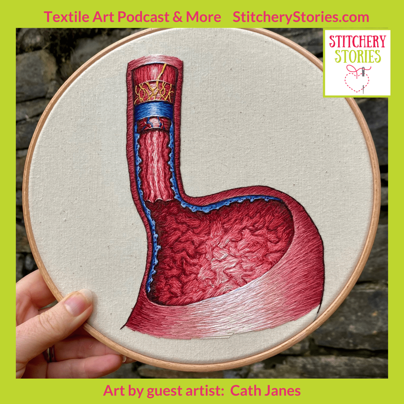Esophagus 23 by cath janes Stitchery Stories podcast