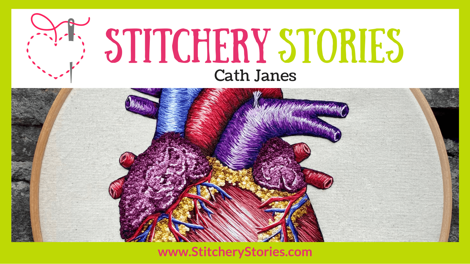 cath janes guest Stitchery Stories textile art podcast Wide Art