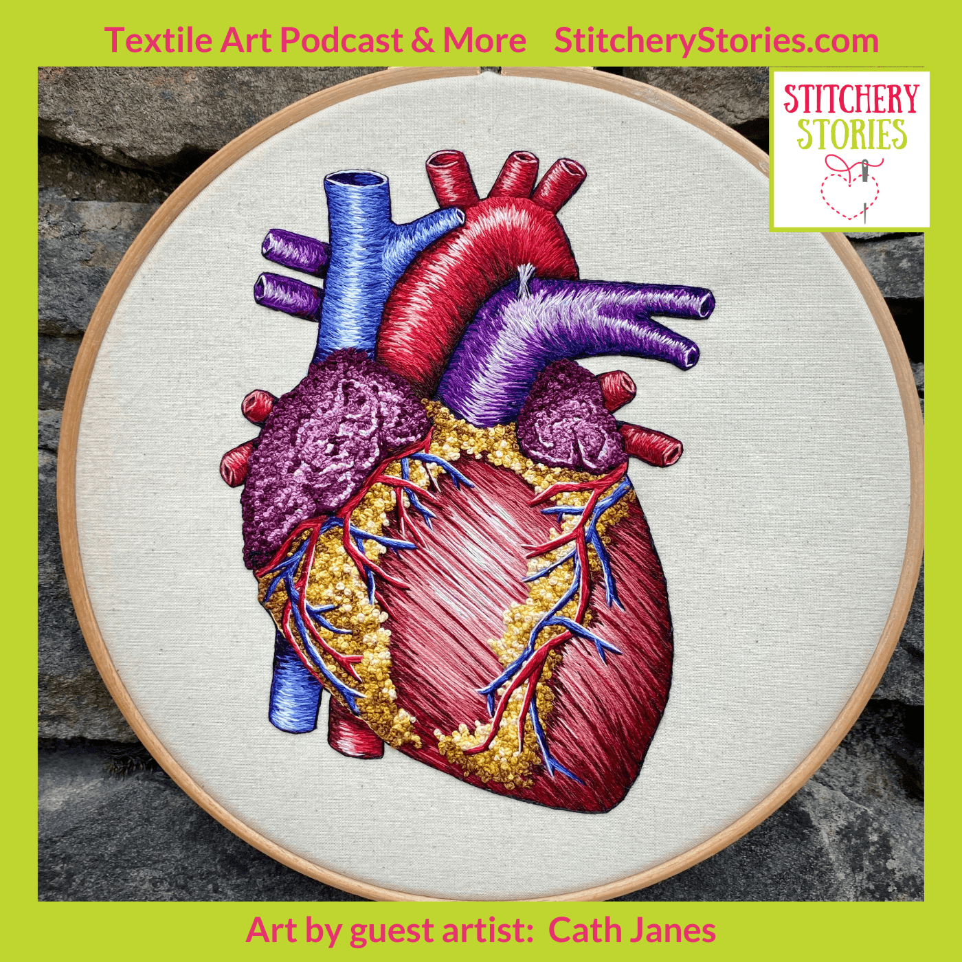 heart 2022 by cath janes Stitchery Stories podcast