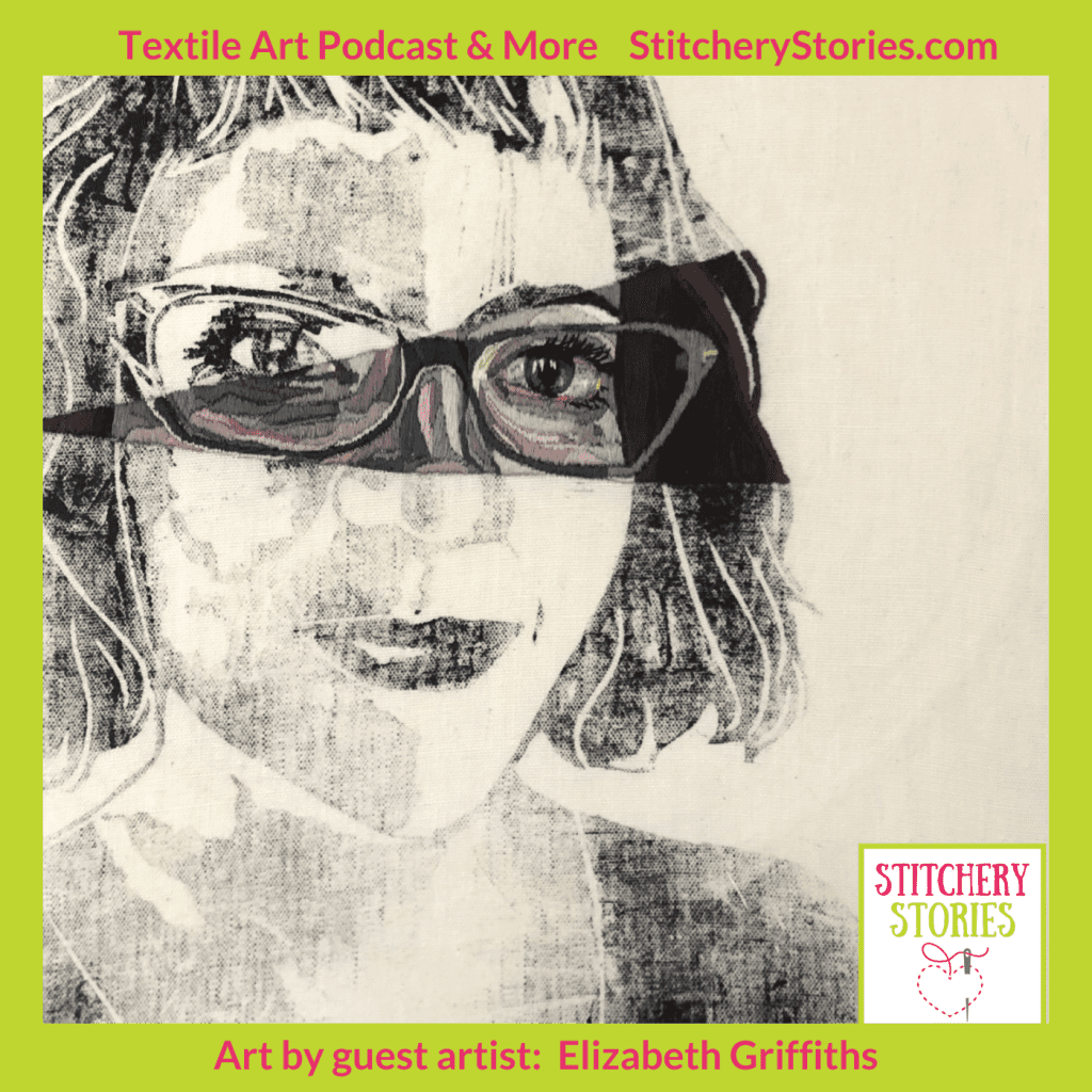 Lockdown Portrait self-portrait by elizabeth griffiths Stitchery Stories podcast