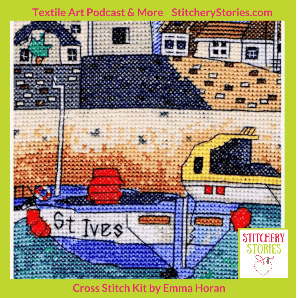 St Ives harbour Emma Horan Cross stitch kit stitchery stories podcast