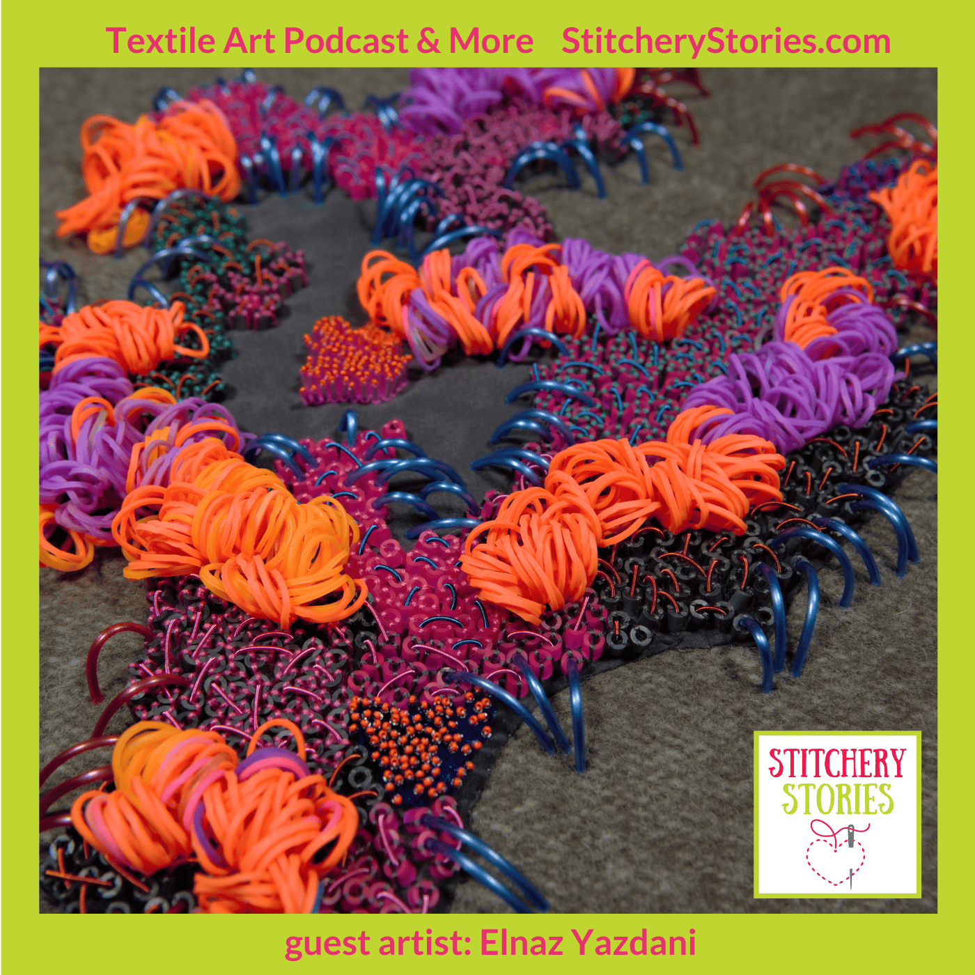 colourful contemporary textile art Elnaz Yazdani stitchery stories textile art podcast